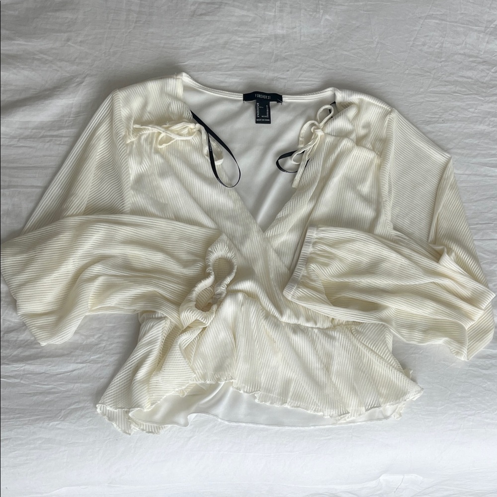 Forever 21 Cream Wrap Blouse